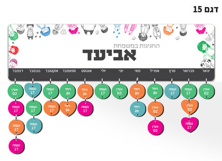 התאריכים החשובים ביותר של אהובכם! לוח מעץ כולל 15 תליונים מודפסים עם שם ותאריך