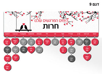 התאריכים החשובים ביותר של אהובכם! לוח מעץ כולל 15 תליונים מודפסים עם שם ותאריך